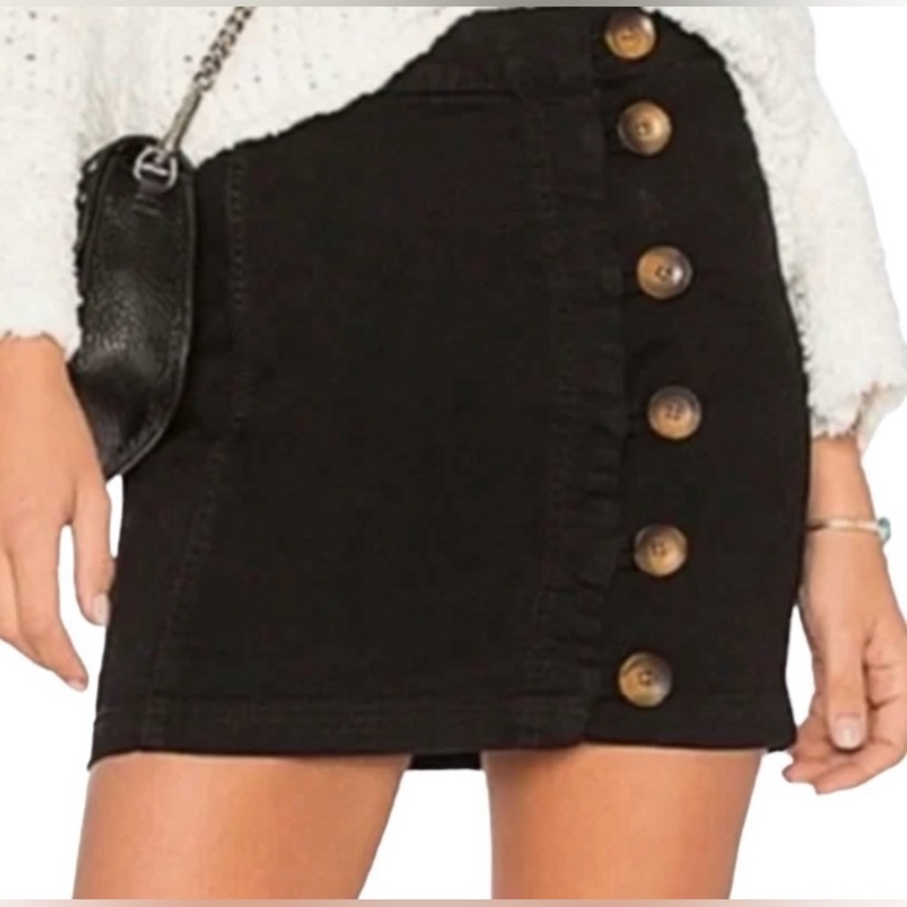 Free People Black Denim Skirt 🌴 - Picture 1 of 10